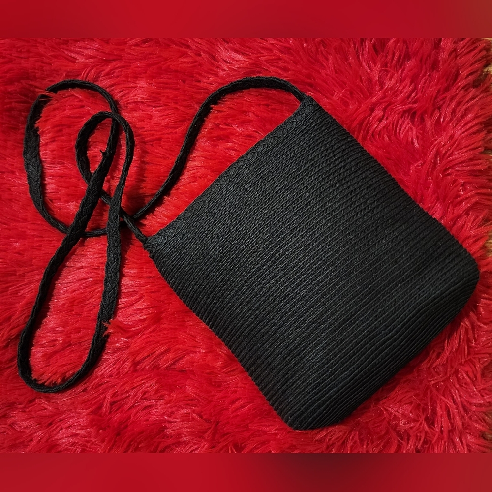 Liz Claiborne Black Crochet Crossbody Bucket Purse